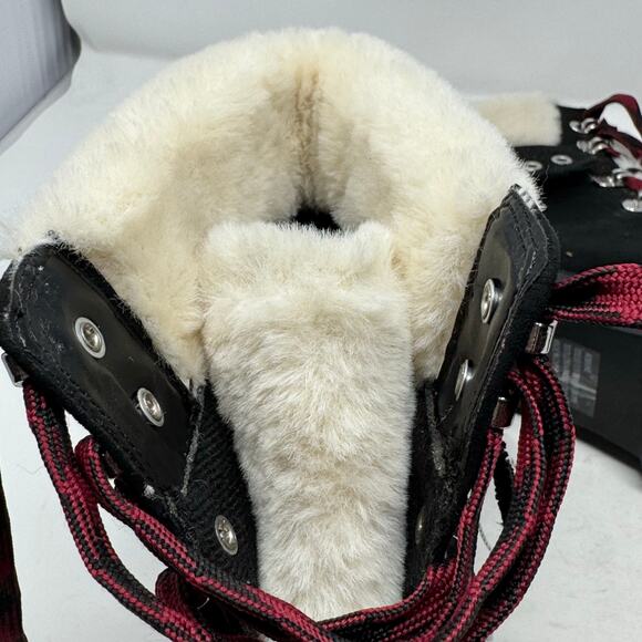 Brand New Pop Women's 11M Romaine Black Faux Fur Trim Heeled Booties Boots - Picture 5 of 10